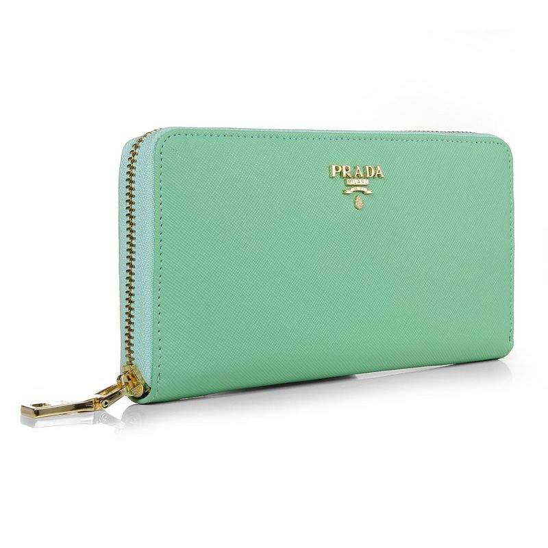Knockoff Prada Real Leather Wallet 1136 light green - Click Image to Close